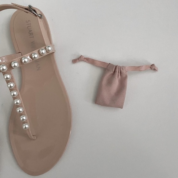 Stuart Weitzman Goldie Pearly Stud Jelly Sandals Pearl embellished 10 - Picture 3 of 8